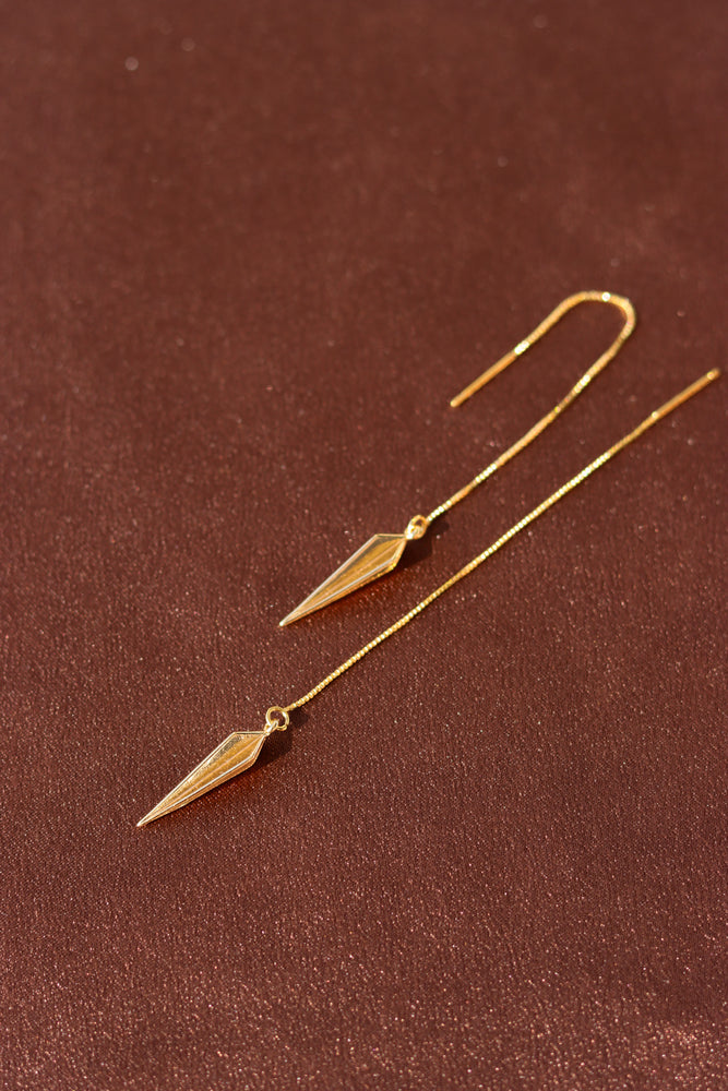 GOLD PLATED SPEAR WITH CHAIN EARRINGS