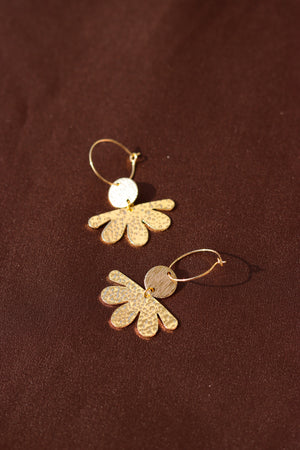 X GOLD-PLATED HALF FLOWER EARRINGS