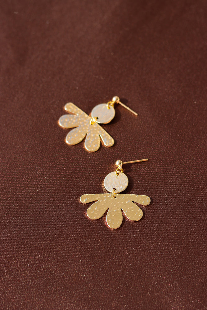 X GOLD-PLATED HALF FLOWER EARRINGS