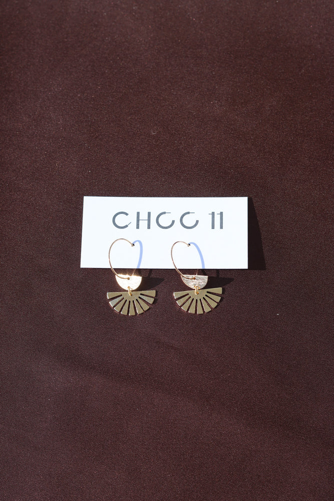 X GOLD-PLATED HALF SUN BURST EARRINGS