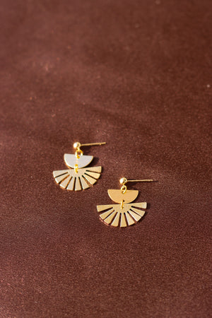 X GOLD-PLATED HALF SUN BURST EARRINGS