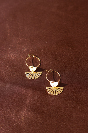 X GOLD-PLATED HALF SUN BURST EARRINGS