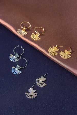 X GOLD-PLATED HALF SUN BURST EARRINGS