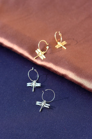 X-GOLD PLATED DRAGON FLY EARRINGS