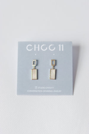 X - RECTANGLE CHARMS MOTHER OF PEARL EARRINGS