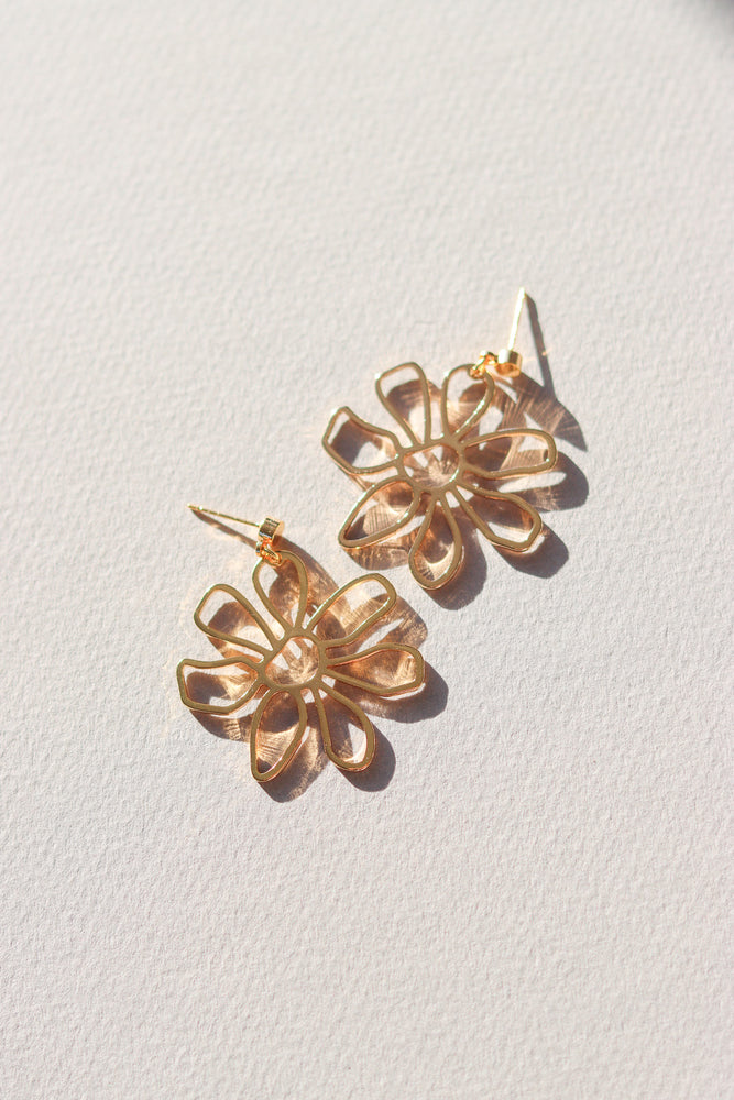 X-GOLD PLATED FLOWER LINE EARRINGS