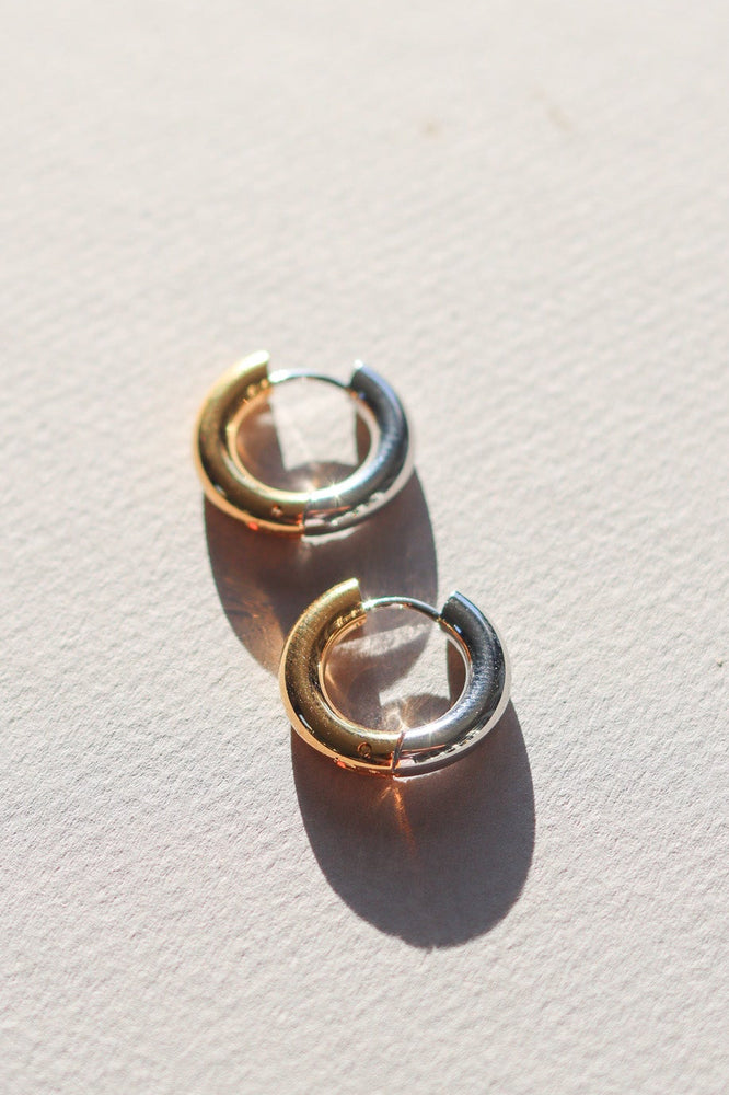 X-GOLD PLATED TWO TONE HOOP EARRINGS