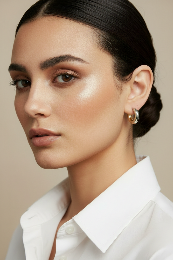 X-GOLD PLATED TWO TONE HOOP EARRINGS