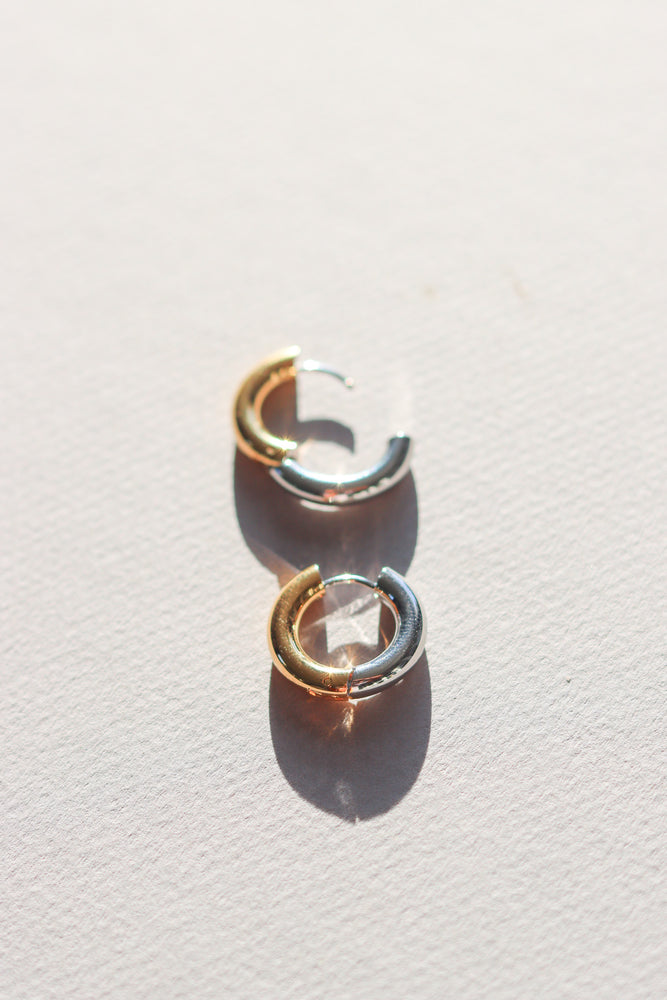 X-GOLD PLATED TWO TONE HOOP EARRINGS