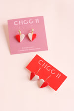 TWO TONE HEART EARRINGS