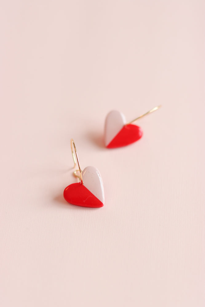 TWO TONE HEART EARRINGS