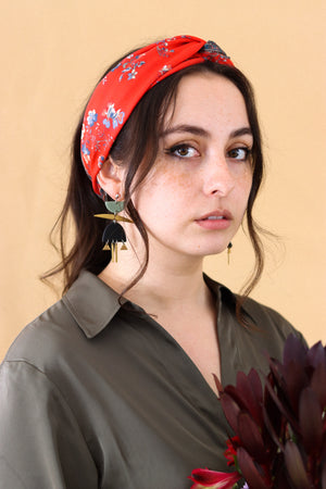 BLACK AND CACTUS GREEN EARRINGS