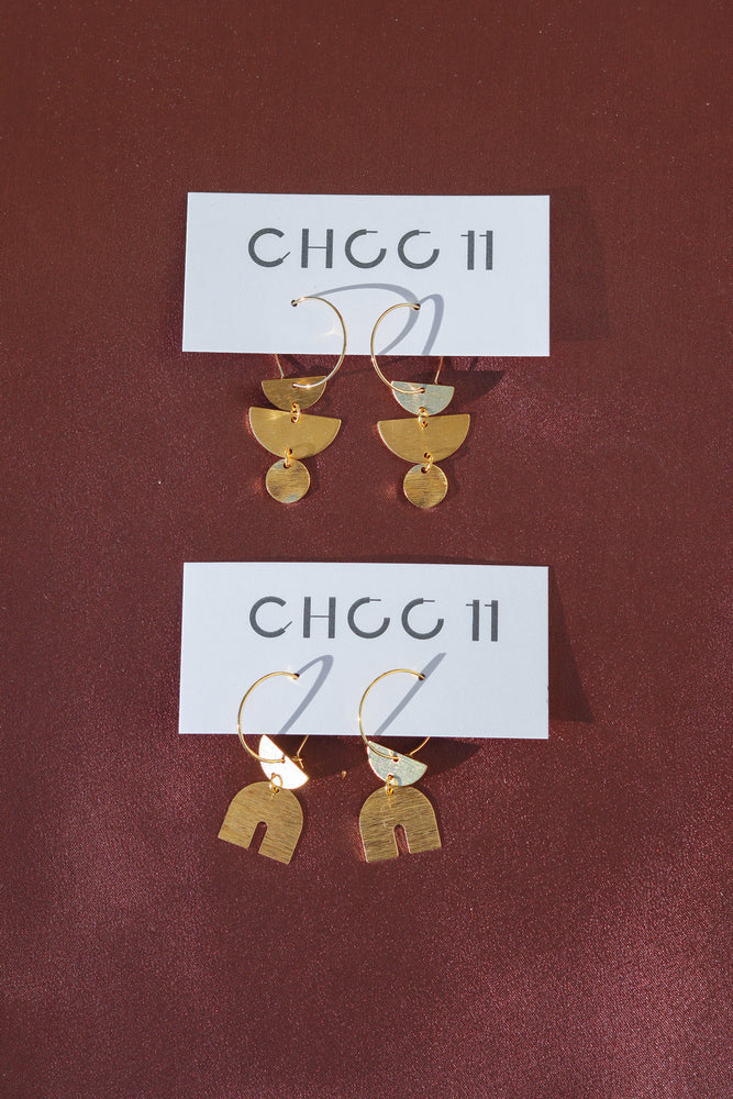 X GOLD PLATED GEOMETRIC CHARMS EARRING 11