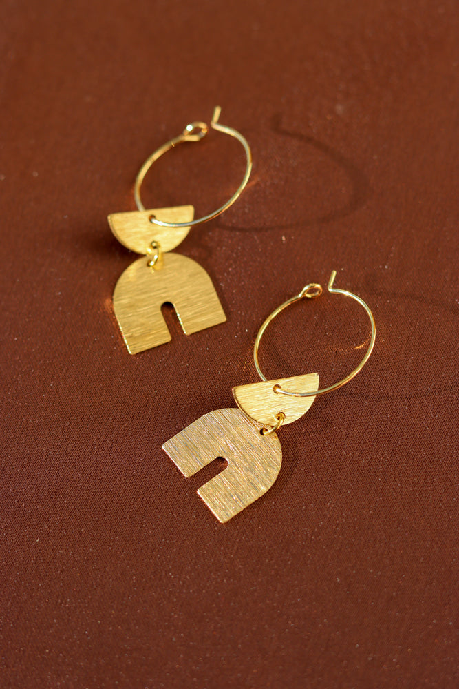 X GOLD PLATED GEOMETRIC CHARMS EARRING 11