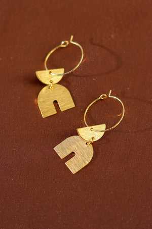 X GOLD PLATED GEOMETRIC CHARMS EARRING 11