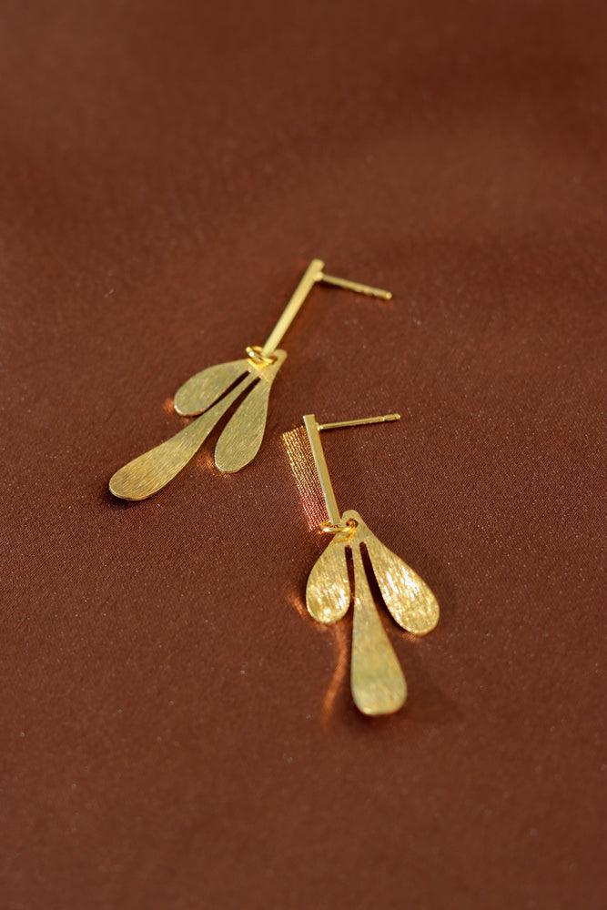 X GOLD PLATED LEAF EARRING 12