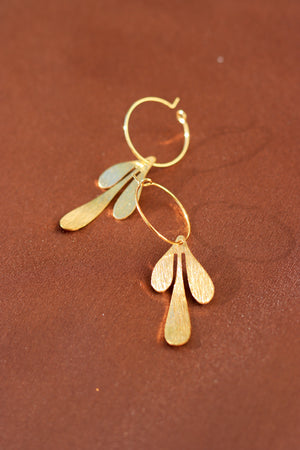 X GOLD PLATED LEAF EARRING 12