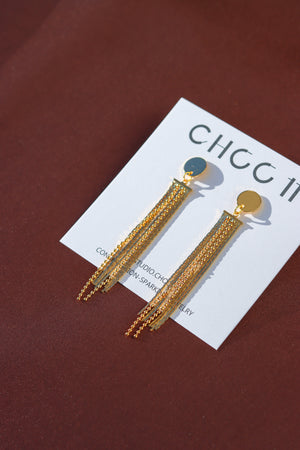 X-GOLD-PLATED FRINGE EARRING