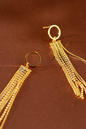 X-GOLD-PLATED FRINGE EARRING