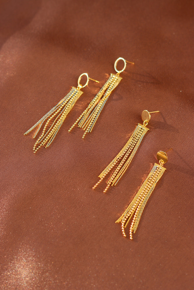 X-GOLD-PLATED FRINGE EARRING